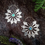 Brass Flower Star Earrings with Abalone Shell