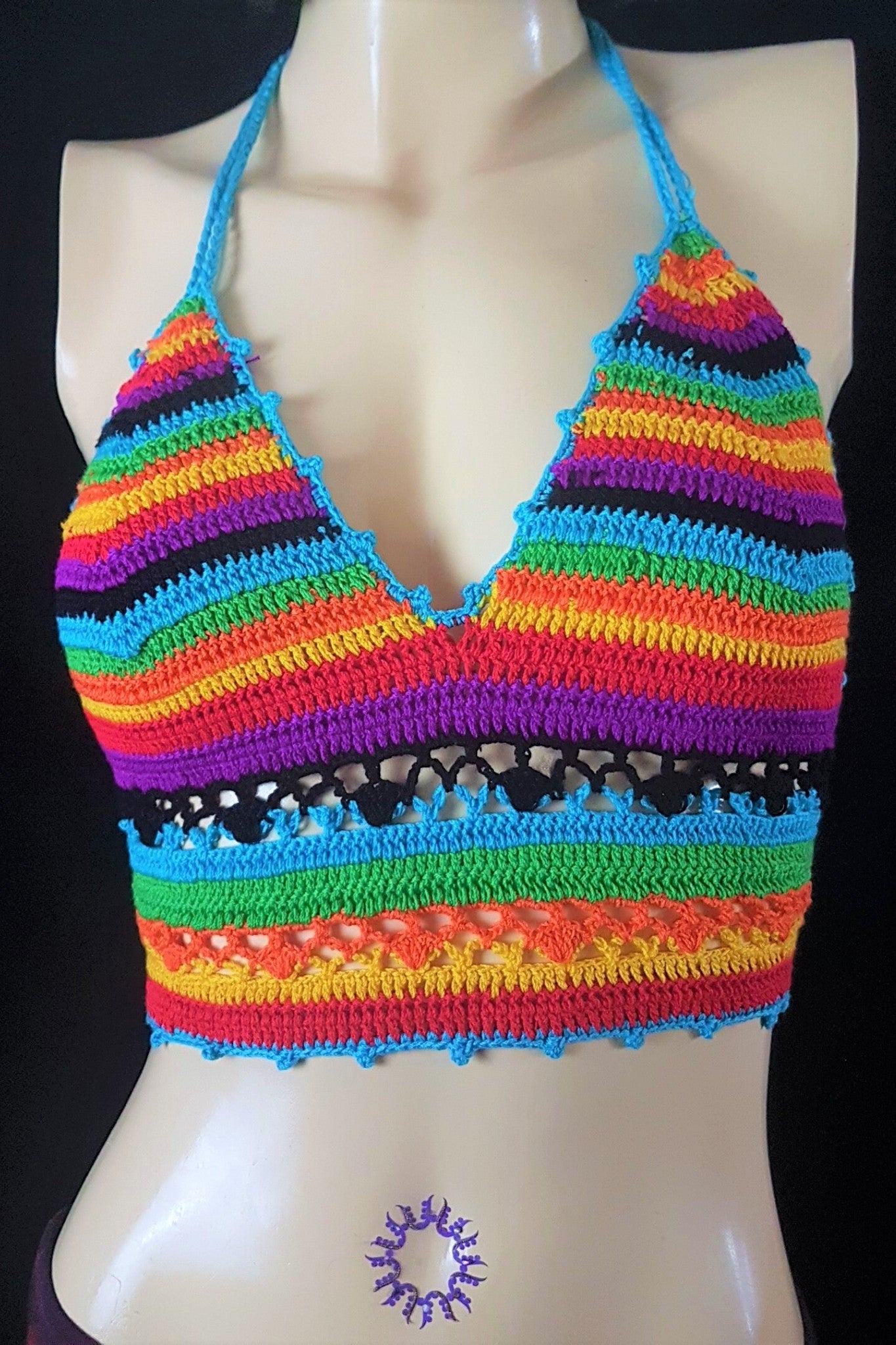 Sexy Festival Summer Rainbow Crochet Top Shrine Clothing
