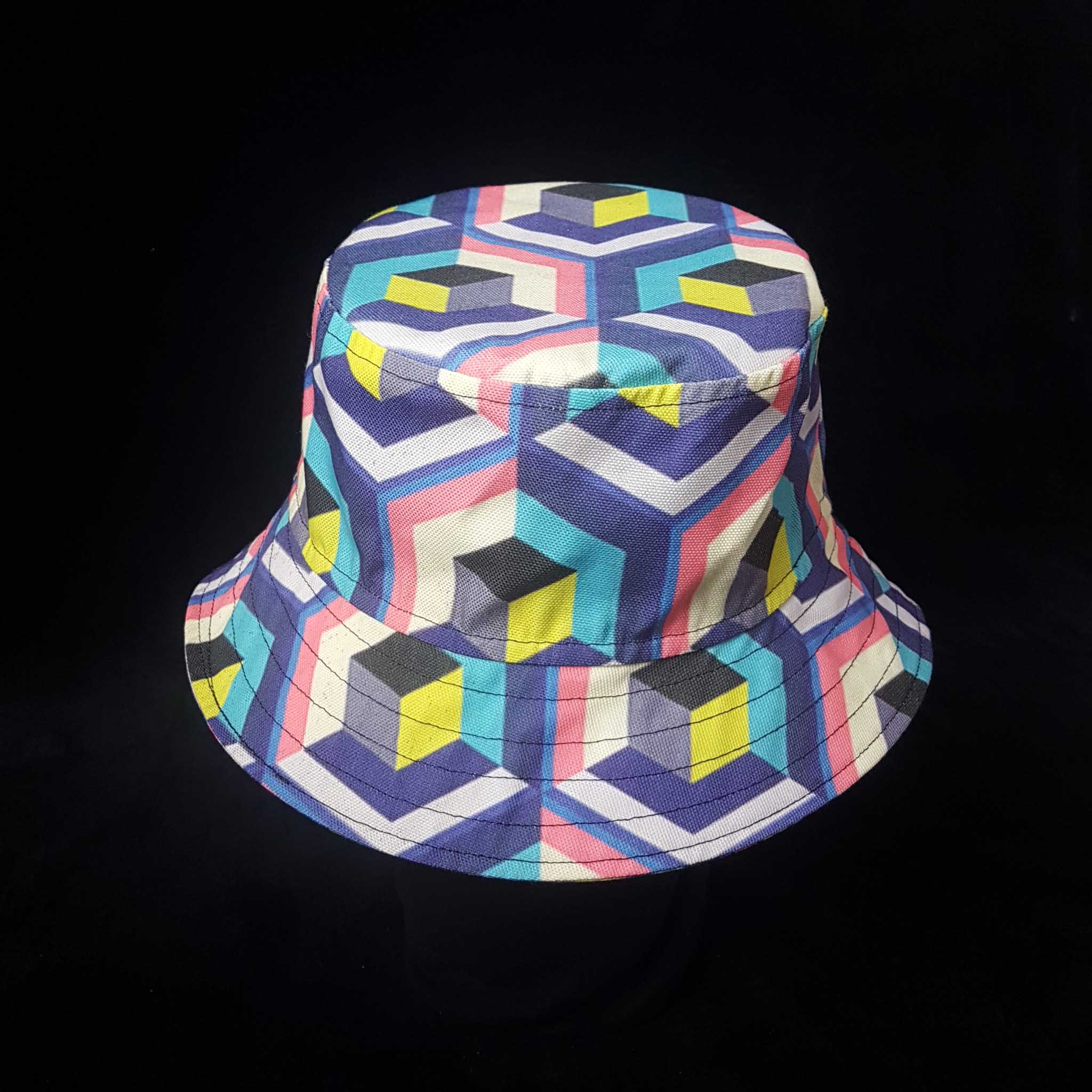 Geometric Blue Festival Bucket Hat | SHRINE HATS - SHRINE