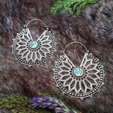 White Brass Flower Earrings with Abalone Shell