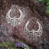 White Brass Ornate Drop Earrings