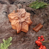 Hand Carved Wooden Green Man Trinket Jewellery Puzzle Box 