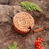 Hand Carved Viking Norse Swirls Wooden Trinket Jewellery Puzzle Box
