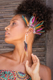 Statement Feather Ear Cuff Rainbow