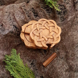 Hand Carved Wooden Trinket Jewellery Puzzle Box, Round Celtic Flower