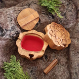 Hand Carved Wooden Trinket Jewellery Puzzle Box, Round Celtic Flower