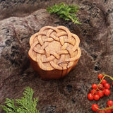 Hand Carved Wooden Trinket Jewellery Puzzle Box, Round Celtic Flower