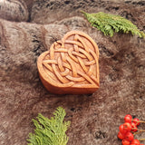 Hand Carved Wooden Trinket Jewellery Puzzle Box, Celtic Love Heart