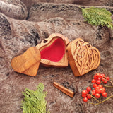 Hand Carved Wooden Trinket Jewellery Puzzle Box, Celtic Love Heart