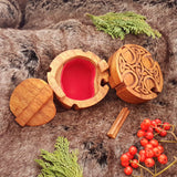 Hand Carved Wooden Trinket Jewellery Puzzle Box, Round Celtic Cross