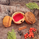Hand Carved Wooden Trinket Jewellery Puzzle Box, Round Celtic Triskelion Spirals