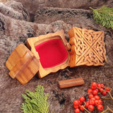 Hand Carved Wooden Trinket Jewellery Puzzle Box, Square Celtic