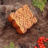Hand Carved Wooden Trinket Jewellery Puzzle Box, Square Celtic