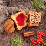 Hand Carved Wooden Trinket Jewellery Puzzle Box, Square Celtic