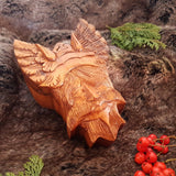 Hand Carved Wooden Trinket Jewellery Puzzle Box, Viking Norse God Odin Head