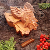 Hand Carved Wooden Trinket Jewellery Puzzle Box, Viking Norse God Odin Head