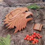 Hand Carved Wooden Trinket Jewellery Puzzle Box, Eagle Head