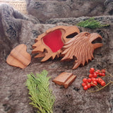 Hand Carved Wooden Trinket Jewellery Puzzle Box, Eagle Head