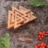 Hand Carved Wooden Trinket Jewellery Puzzle Box, Norse Viking Valknut
