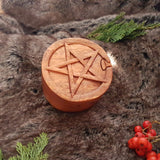 Hand Carved Wooden Pentagram Star Trinket Jewellery Puzzle Box