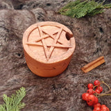 Hand Carved Wooden Pentagram Star Trinket Jewellery Puzzle Box