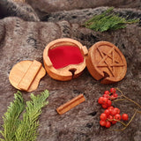 Hand Carved Wooden Pentagram Star Trinket Jewellery Puzzle Box