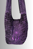 Purple Slashed Cotton Hippy Shoulder Bag with Dream Catcher Design