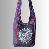 Dark Purple Heavy Cotton Shoulder Bag with Screen Printed Mandala