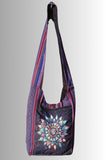 Dark Purple Heavy Cotton Shoulder Bag with Screen Printed Mandala