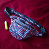 Purple Stripe Printed Festival Cotton Pocket Belt Bumbag