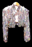 Silver Holographic Sequin Festival Bolero Jacket