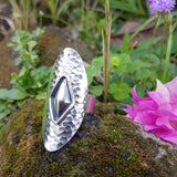 Adjustable Tribal Thai Silver Long Statement Ring