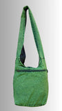 Army Green Slashed Cotton Shoulder Bag with Dream Catcher Design