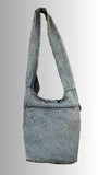 Black Grey Slashed Cotton Shoulder Bag with Dream Catcher Design