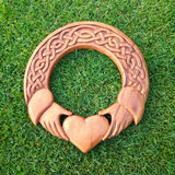 Hand Carved Wooden Irish Celtic Claddagh with Heart Wall Hanging