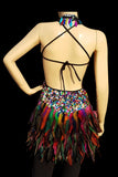 Rainbow Feather Sequin Party Dress | SHRINE CLOTHING