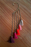 Brass Purple Red Tassel and Chain Earrings | SHRINE