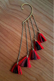 Brass Red Tassel and Chain Earrings | SHRINE