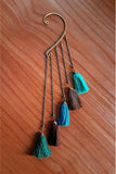 Brass Brown Turquoise Tassel and Chain Earrings | SHRINE - SHRINE