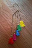 Brass Multicoloured Tassel and Chain Earrings | SHRINE - SHRINE