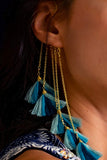 Brass Red Tassel and Chain Earrings | SHRINE - SHRINE