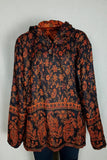 Size XL Black and Orange Fleece Paisley Pullover Hoodie