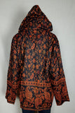 Size XL Black and Orange Fleece Paisley Pullover Hoodie | Shrine