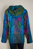 Size L Fleece Blue and Pink Leaf Flower Pullover Hoodie | Shrine