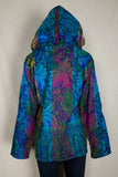 Size L Fleece Blue and Pink Leaf Flower Pullover Hoodie | Shrine