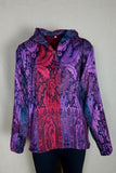 Size M Pink and Purple Fleece Leaf Paisley Pullover Hoodie