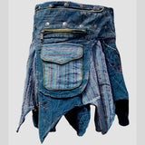 Adjustable Pop Stud Boho Fairy Pocket Wrap Skirt Teal Blue | SHRINE