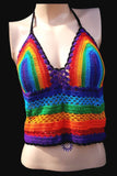 Festival Summer Rainbow Black Crochet Top - Shrine Clothing