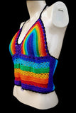 Festival Summer Rainbow Black Crochet Top - Shrine Clothing