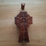 Hand Carved Wooden Trinket Jewellery Puzzle Box, Celtic Cross